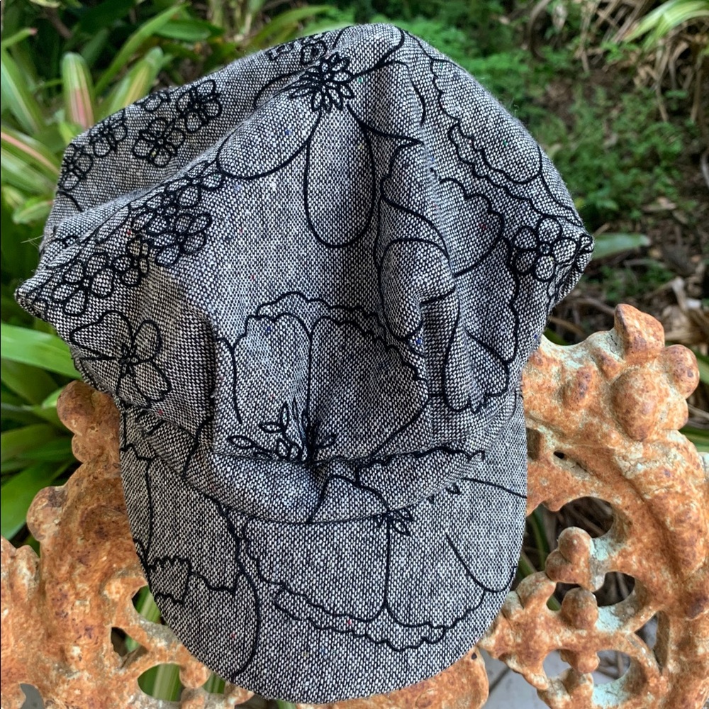 Floral Patterned Cap One Size with Flecks of Color! Wool and Polyester